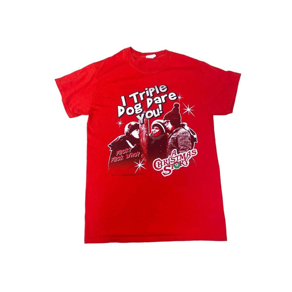 A Christmas Story Shirt Mens M I Triple Dog Dare You Red Tee Holiday Movie